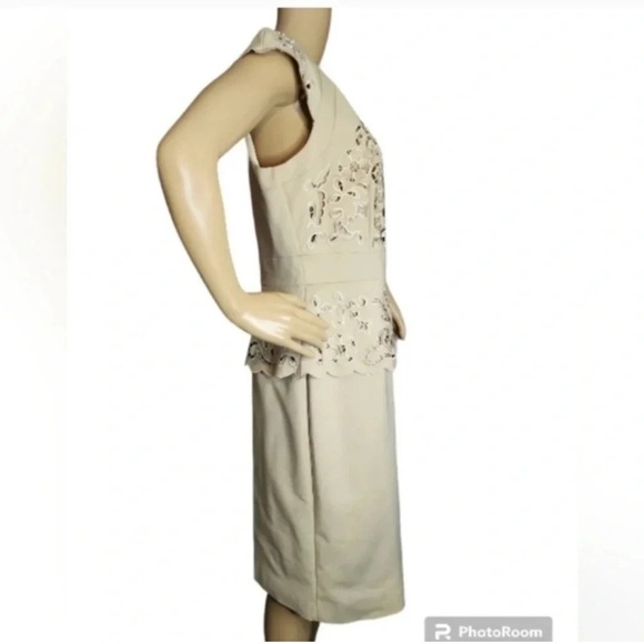 Antonio Melani Peplum Dress 
Beige,  cutout new with tags size 10 lined - Picture 4 of 6
